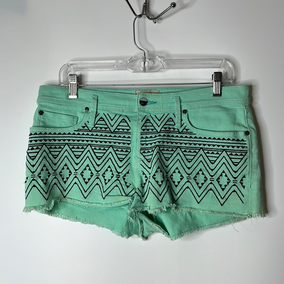 Roxy Denim Womens Cut Off Style Short Shorts Teal SIZE 1/30 - Picture 1 of 7